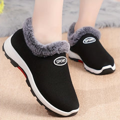 Women's Letter Patched Faux Fur Lined Snow Boots