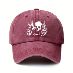 Skull Pattern Distressed Peaked Hat Adjustable Sunscreen Hat