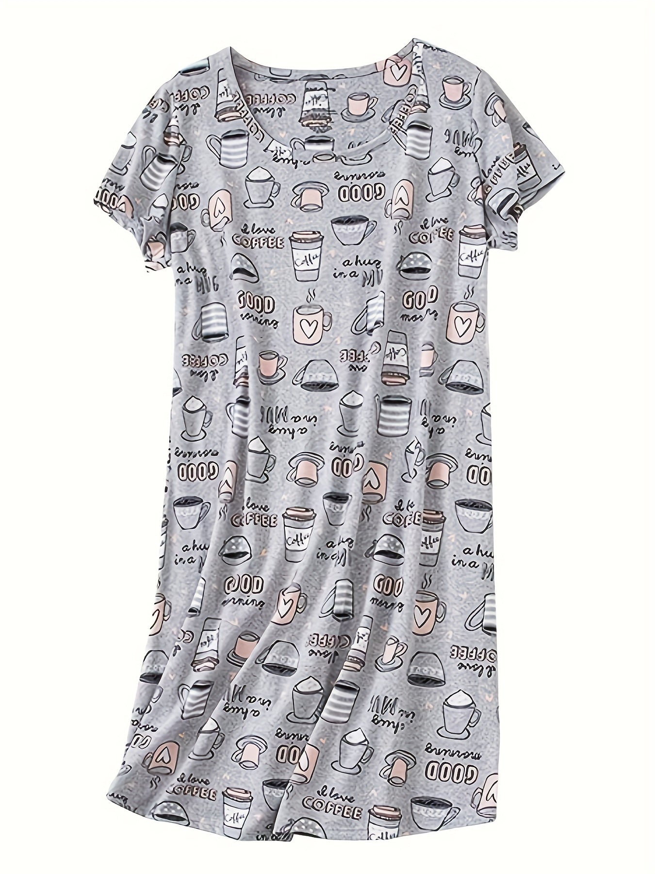 Starry Print Lounge Dress Short Sleeve Crew Neck Home Dress Women's Loungewear