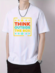 Colorful Letter Pattern Men's Graphic Cotton Tee