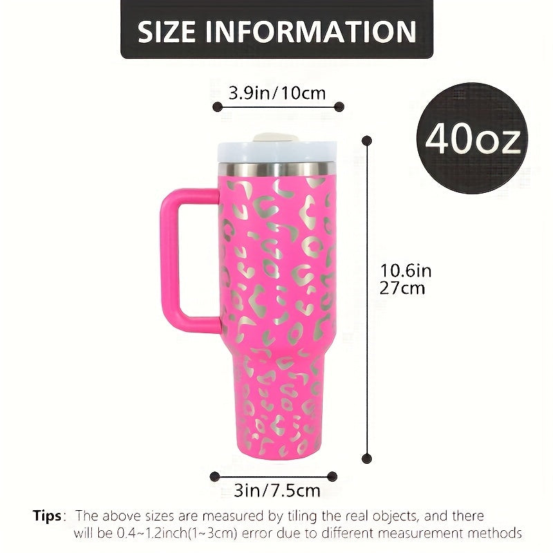 Leopard Print Stainless Steel Insulated Tumbler - 40oz Leakproof Car Cup