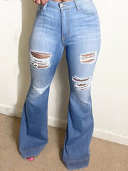 Casual Jeans Women's Plus Stretch Flared Leg Jeans