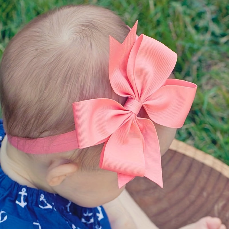Children's Solid Ribbon Bow Headband for Kids