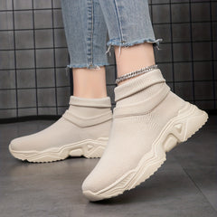 Women's Mid Top Slip On Knit Sneakers - Casual Breathable Shoes