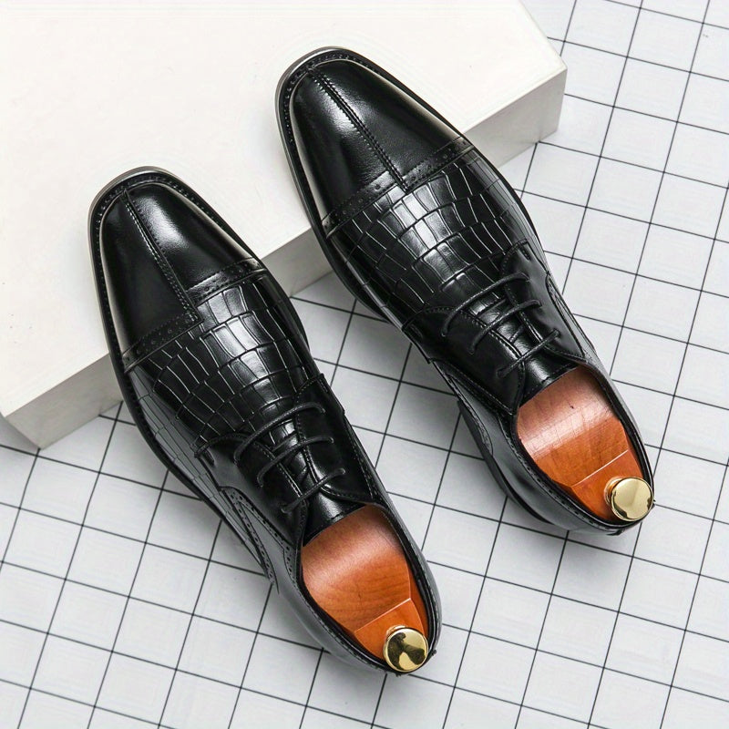 Men's Derby Shoes Lace up Front Toe Cap Dress Shoes For Men