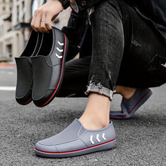 Men's Waterproof Slip On Low Top Rain Boots for Outdoor Activities