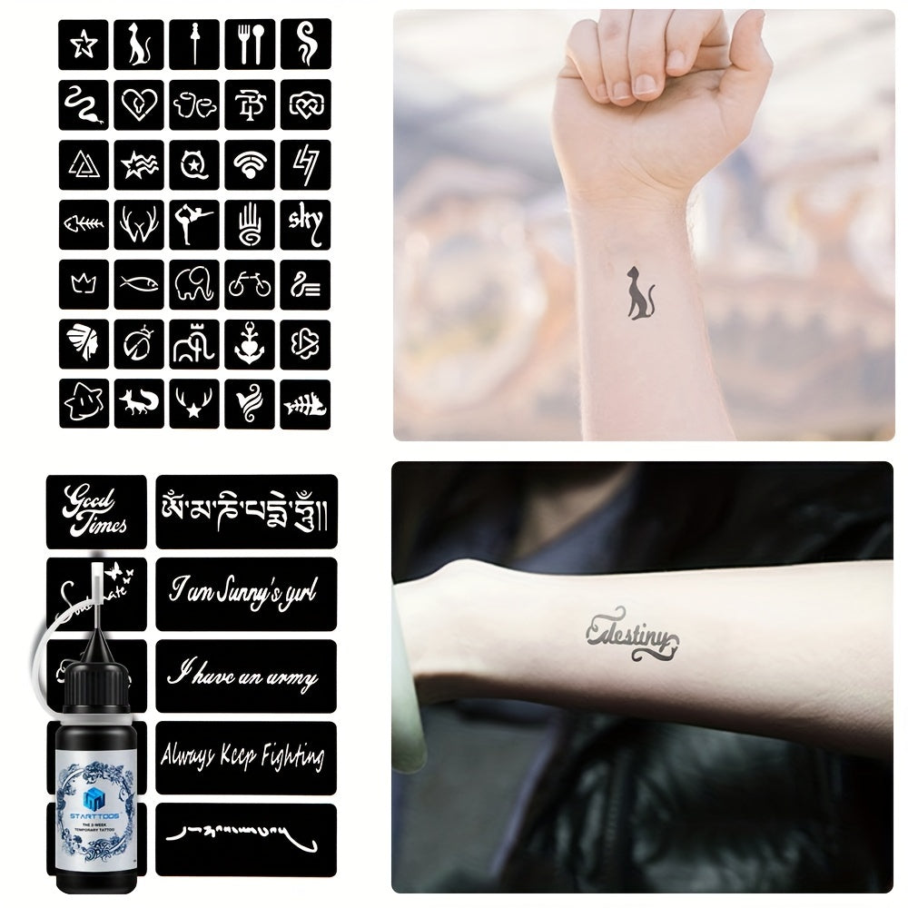 Hollow Tattoo Stencil & Dye Paste - Personality Flower Pattern