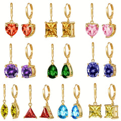 Crystal Pendant Drop Earrings For Women Engagement Wedding