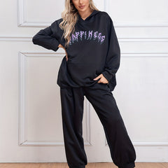 Y2K Outfits Set Women's Plus Letter Print Hoodie & Joggers