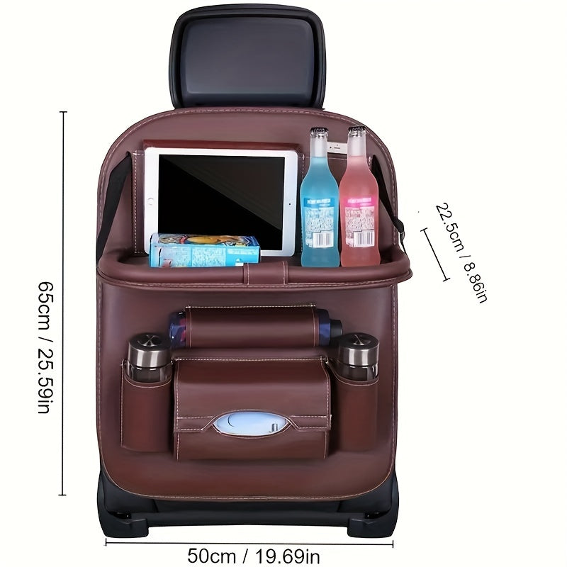 Faux Leather Car Seat Back Storage Bag for Children