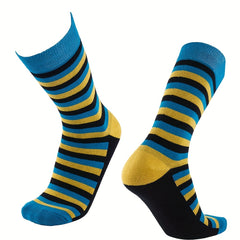 Men's Striped Crew Socks Cotton Blend Comfy Casual Unisex Outdoor Socks