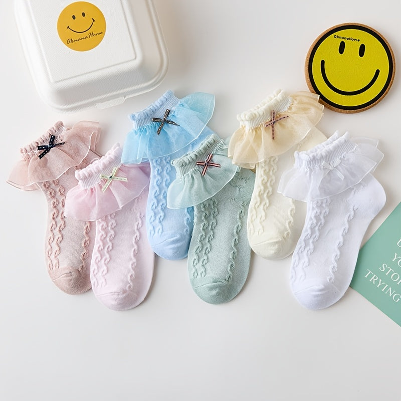 6 Pairs Toddler Girls Lace Flower Dance Socks