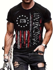 Vintage American Flag T Shirt Men 3D Print Breathable Stretchy Casual Tee Summer