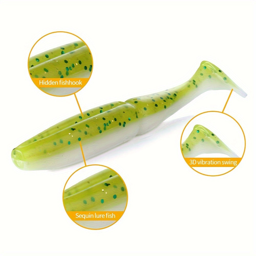 5pcs Dual T-tail Soft Lures Sea Fishing 3.93in 9.7g Fishing Tackle