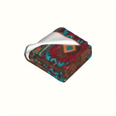 Flannel Warm Blanket Retro Style Sofa Blanket for Camping Travel