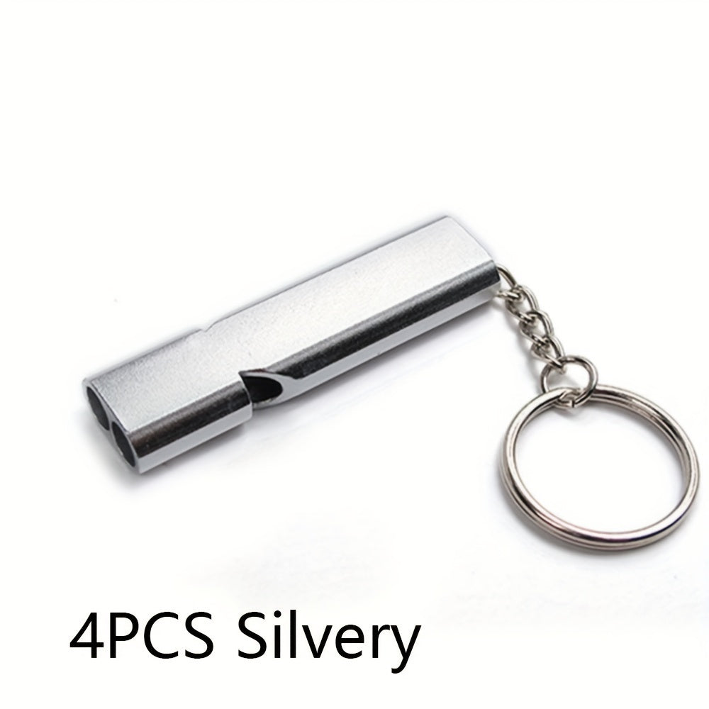 4PCS Aluminum Alloy Survival Whistle for Outdoor Camping Emergency
