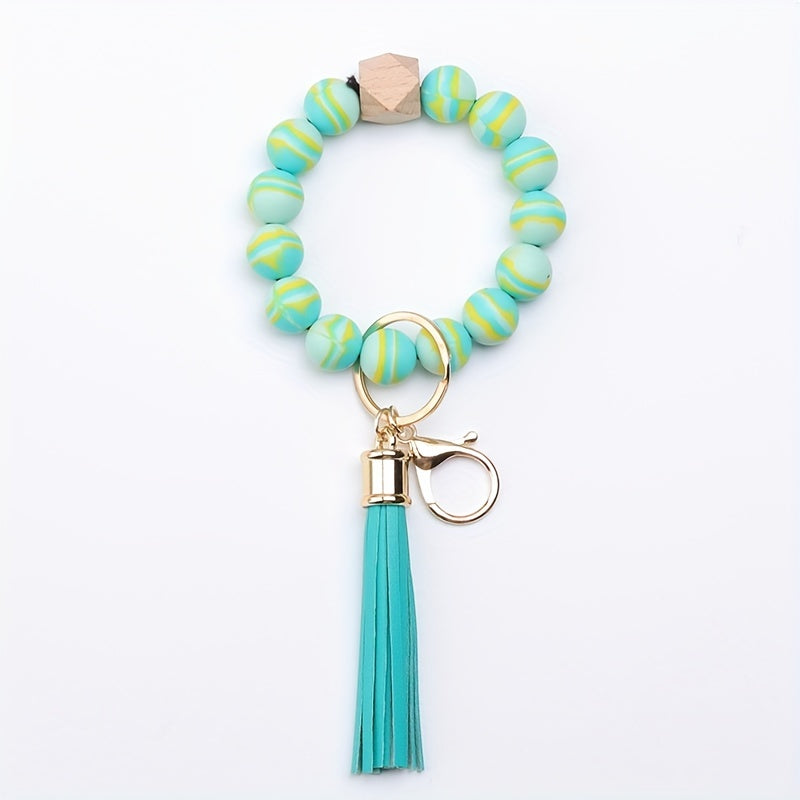 Colorful Tassel Keychain Beaded Bracelet Pendant