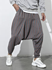 Men's Striped Drawstring Casual Pants