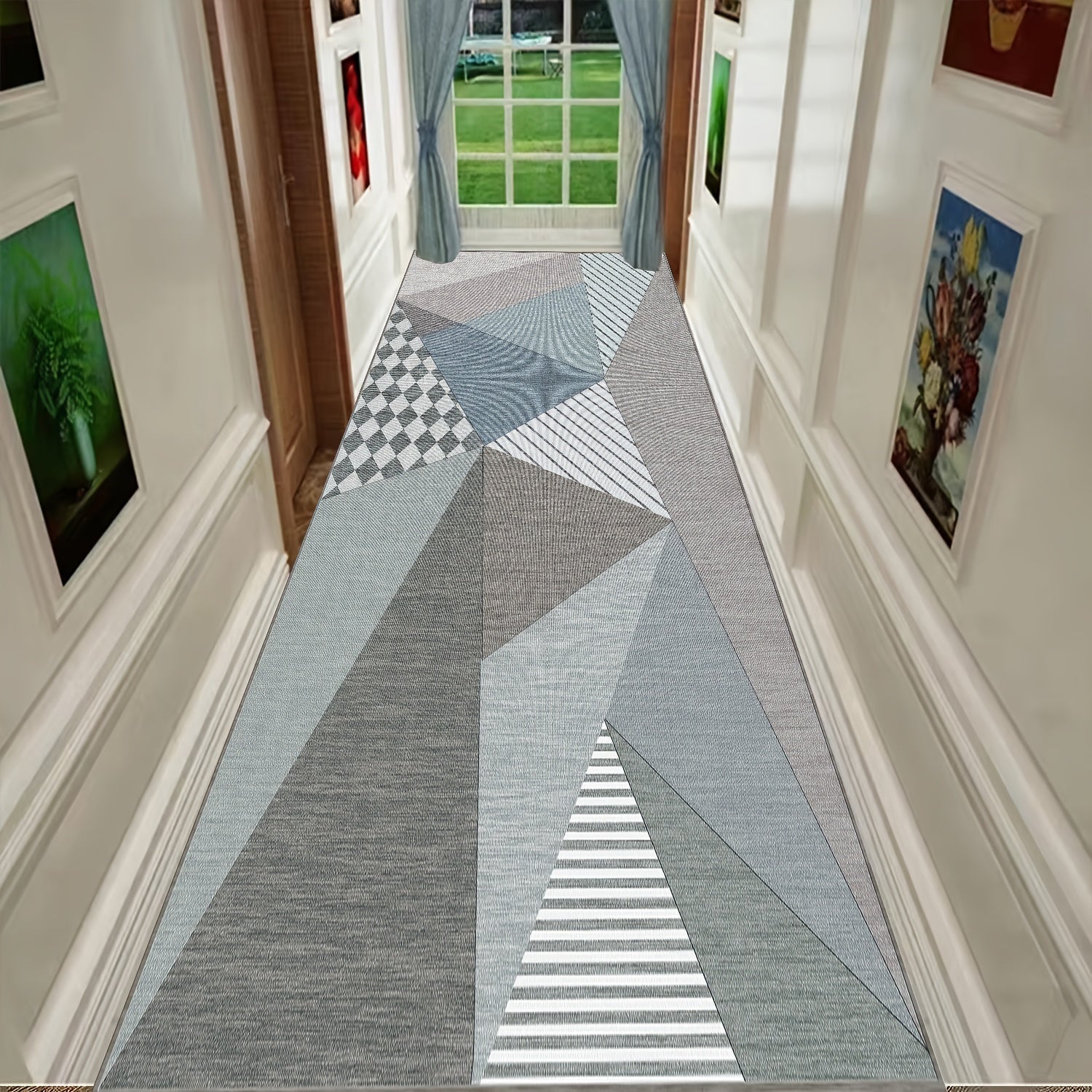 Nordic Style Geometric Stone Pattern Kitchen Rug Soft Non-slip Carpet