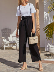 Wide Leg High Waist Lounge Trousers With Pockets