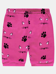 2pcs Toddler Girls Cat Graphic Pajamas Set