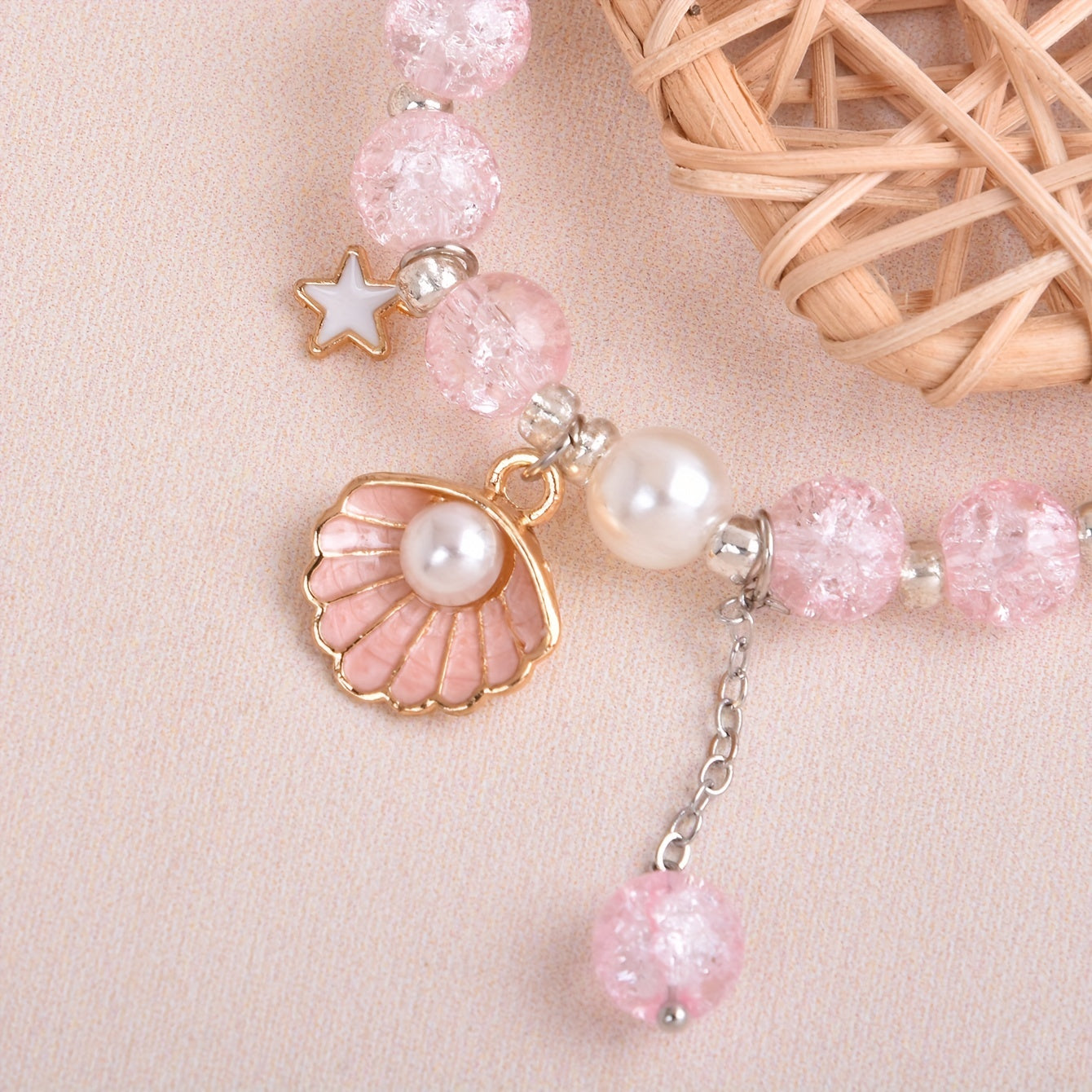 Girls Crystal Princess Bracelet With Shell Faux Pearl Decor