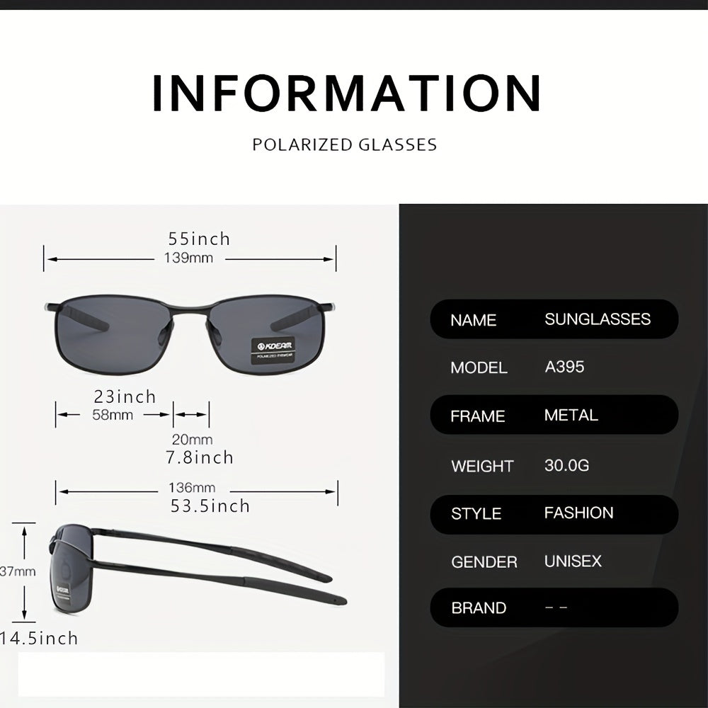 Men's Polarized Sunglasses Metal Frame HD Vision Car Driving Sun Glasses
