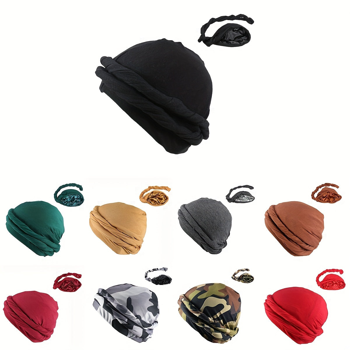 Hip Hop Braid Turban Cap Unisex Beanie Skull Cap Lightweight Head Wrap Bandana