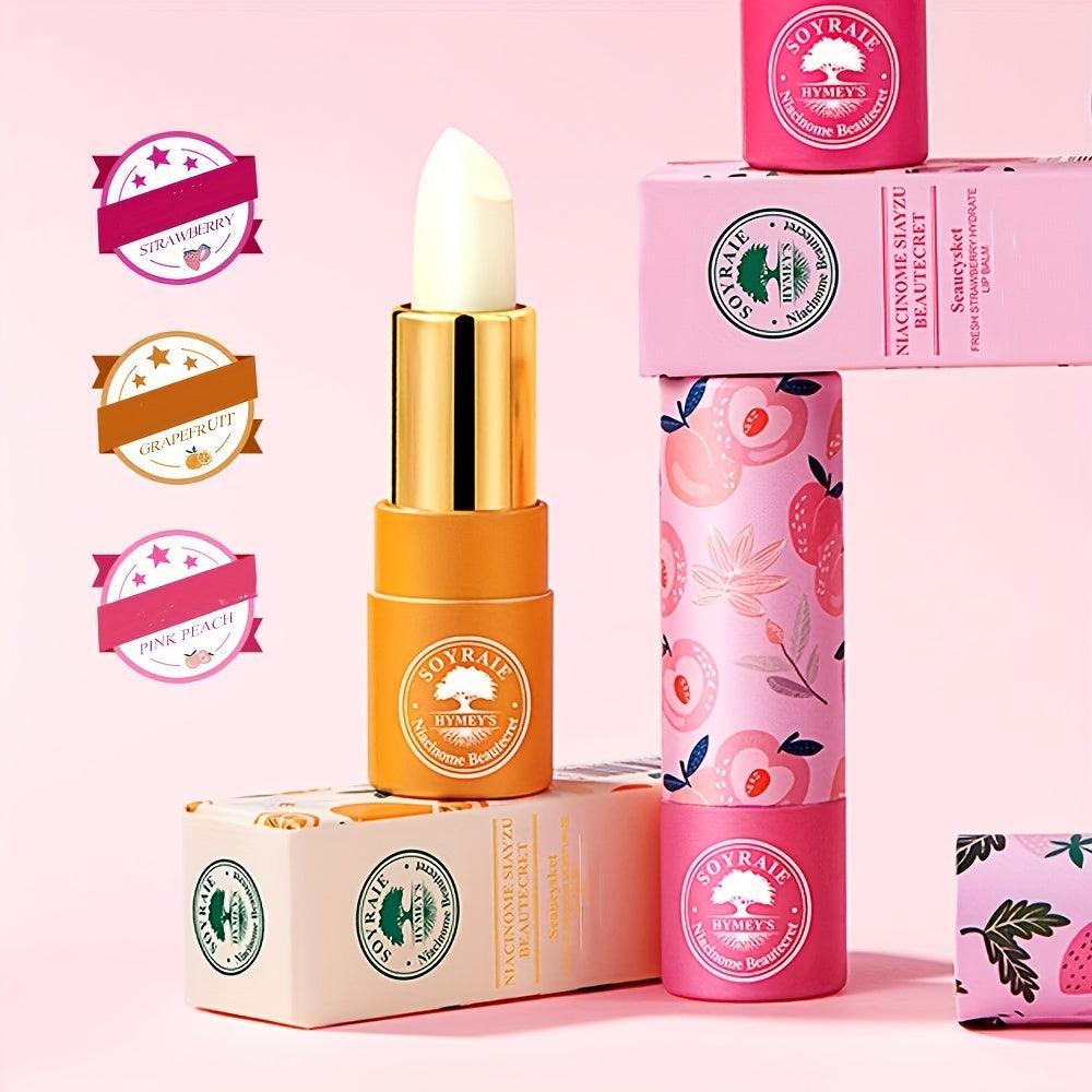Hydrating Lip Balm Trio Pink Peach Strawberry Grapefruit