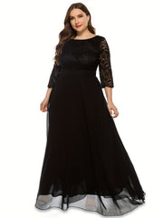 Lace Half Sleeve Round Neck Bridesmaid Dress