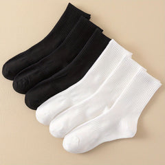 Solid Crew Socks Comfy Mid Tube Women's Stockings