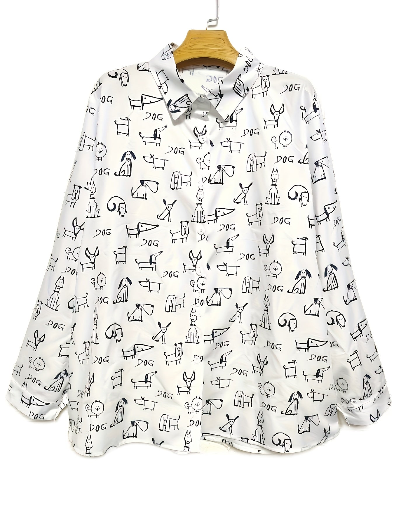Dog Print Long Sleeve Blouse