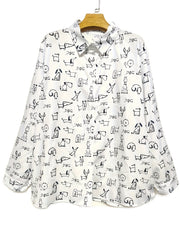 Dog Print Long Sleeve Blouse