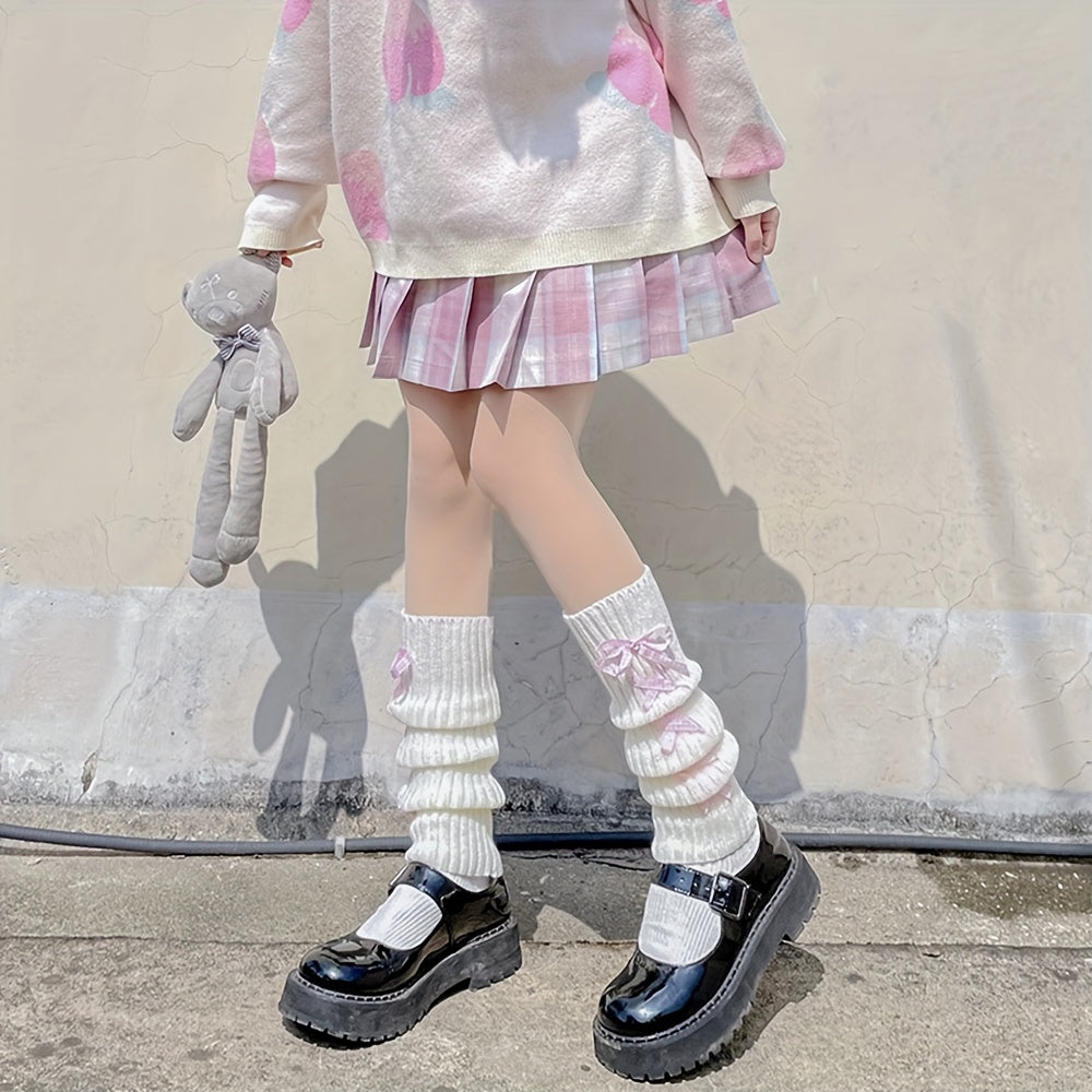 Cross Strappy Leg Warmers Knitted Knee High Socks Women's
