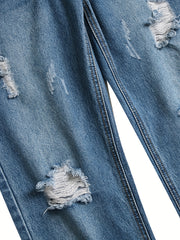 Men's Slim Fit Ripped Jeans - Street Style Distressed Denim Pants