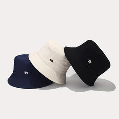 Bear Embroidery Bucket Hat Sun Protection Outdoor Travel