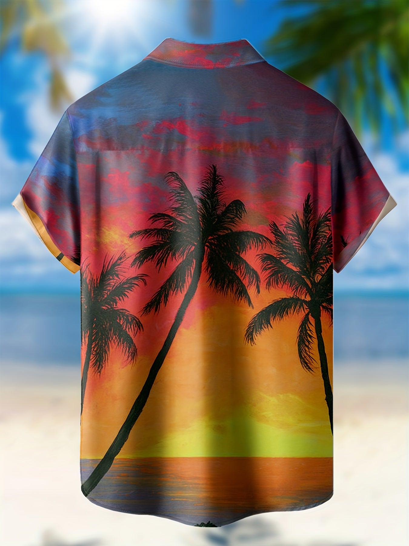 Men's Starry Night Print Short Sleeve Shirt for Summer