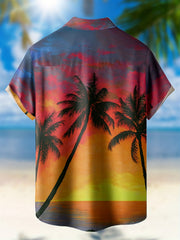 Men's Starry Night Print Short Sleeve Shirt for Summer