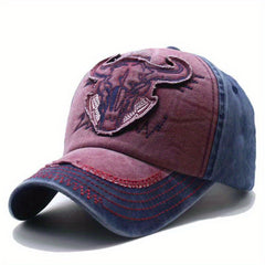 Bull Head Embroidery Baseball Cap Retro Sun Hat