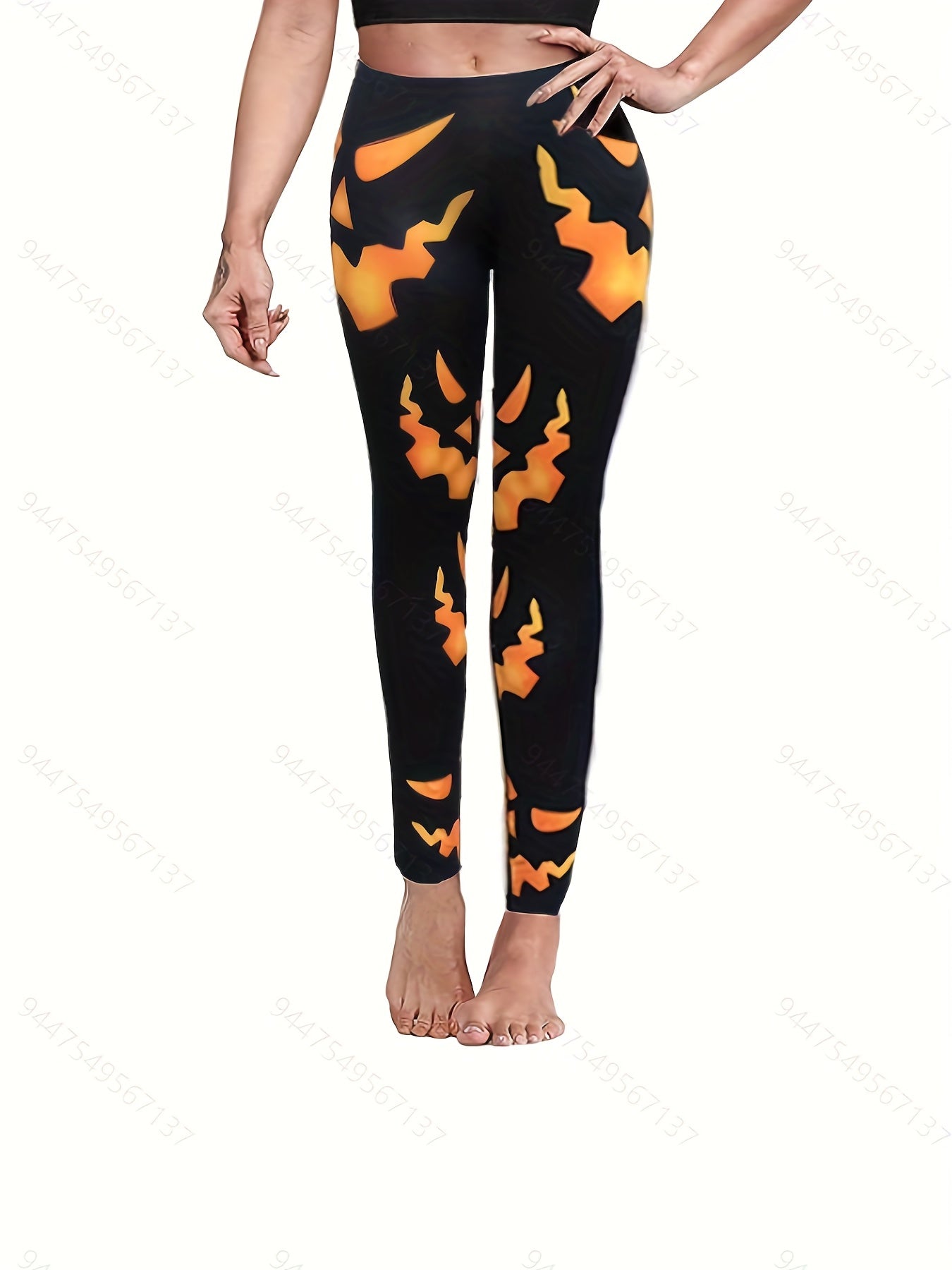 Halloween Pumpkin Print Butt Lifting Yoga Leggings