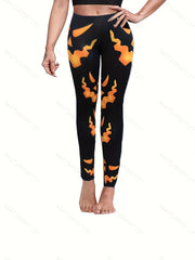 Halloween Pumpkin Print Butt Lifting Yoga Leggings