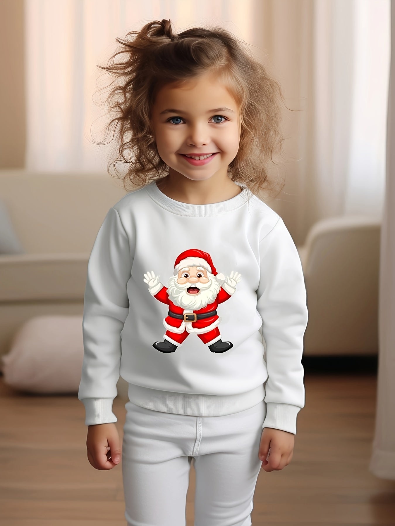 OERYUI Girls Boys Santa Print Crew Neck Pullover Top Kids Clothes