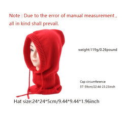Red Cap With Scarf And Hood Women's Warm Hat Valentines