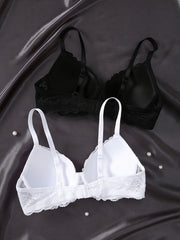 2pcs Lace Push Up Bras Comfy & Breathable Women's Lingerie