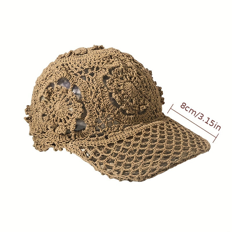 Hollow Out Baseball Cap Crochet Sun Hat Adjustable Dad Hats For Women