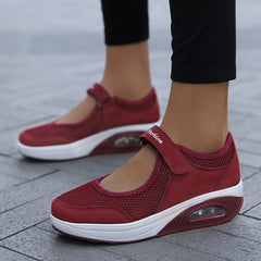 Backless Mesh Sneakers Air Cushion Slip on Walking Shoes Hook & Loop Fastener