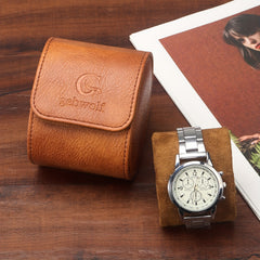 WESSLECO PU Leather Watch Storage Box Single Watch Case Holder