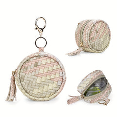 PU Leather Pacifier Bag with Tassel Key Coin Holder