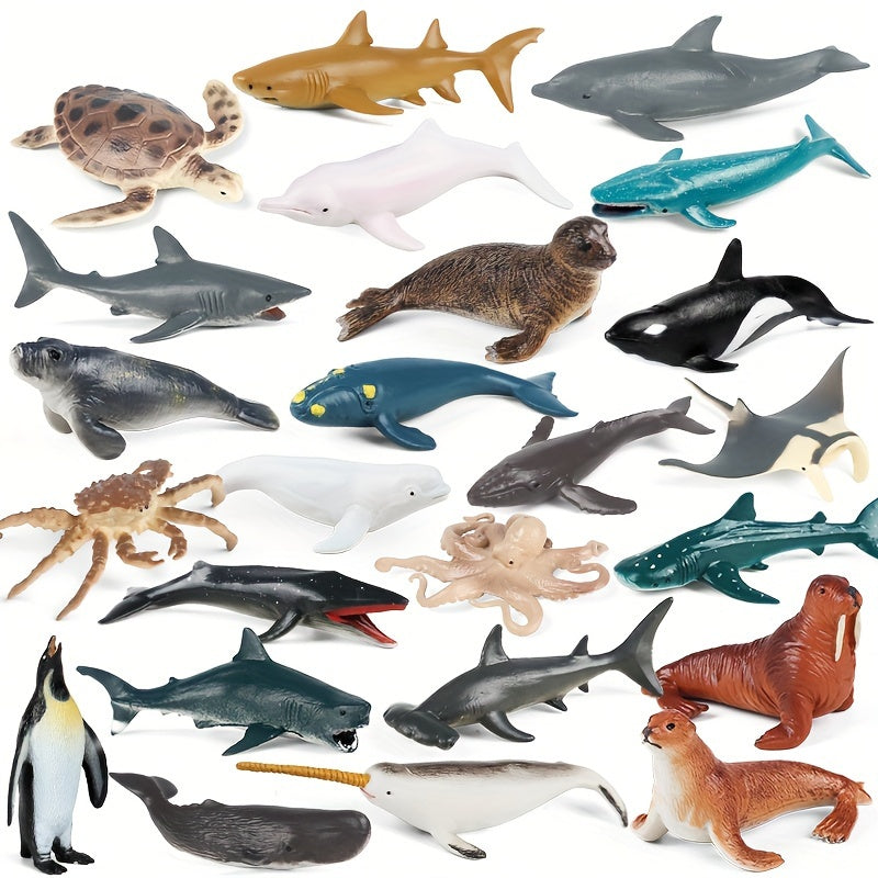 24pcs Marine Animal Model Toys Educational Marine Dolls Birthday Party
