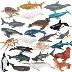 24pcs Marine Animal Model Toys Educational Marine Dolls Birthday Party